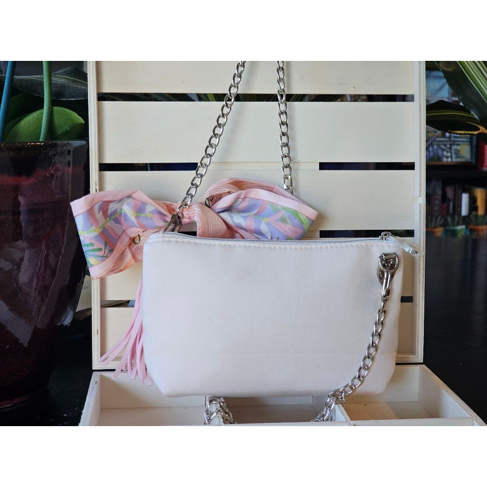 Dior White Crossbody Bag with Pink Scarf Accent - Picture 11 of 15